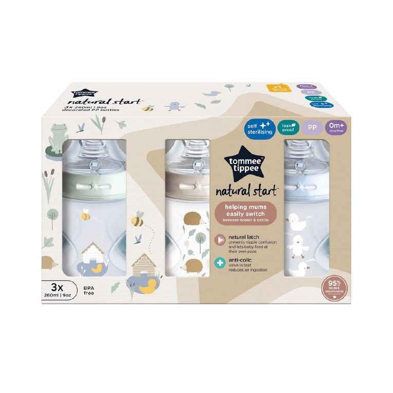 Tommee Tippee Natural Start Decorated PP Bottles 260ml 3pk-3