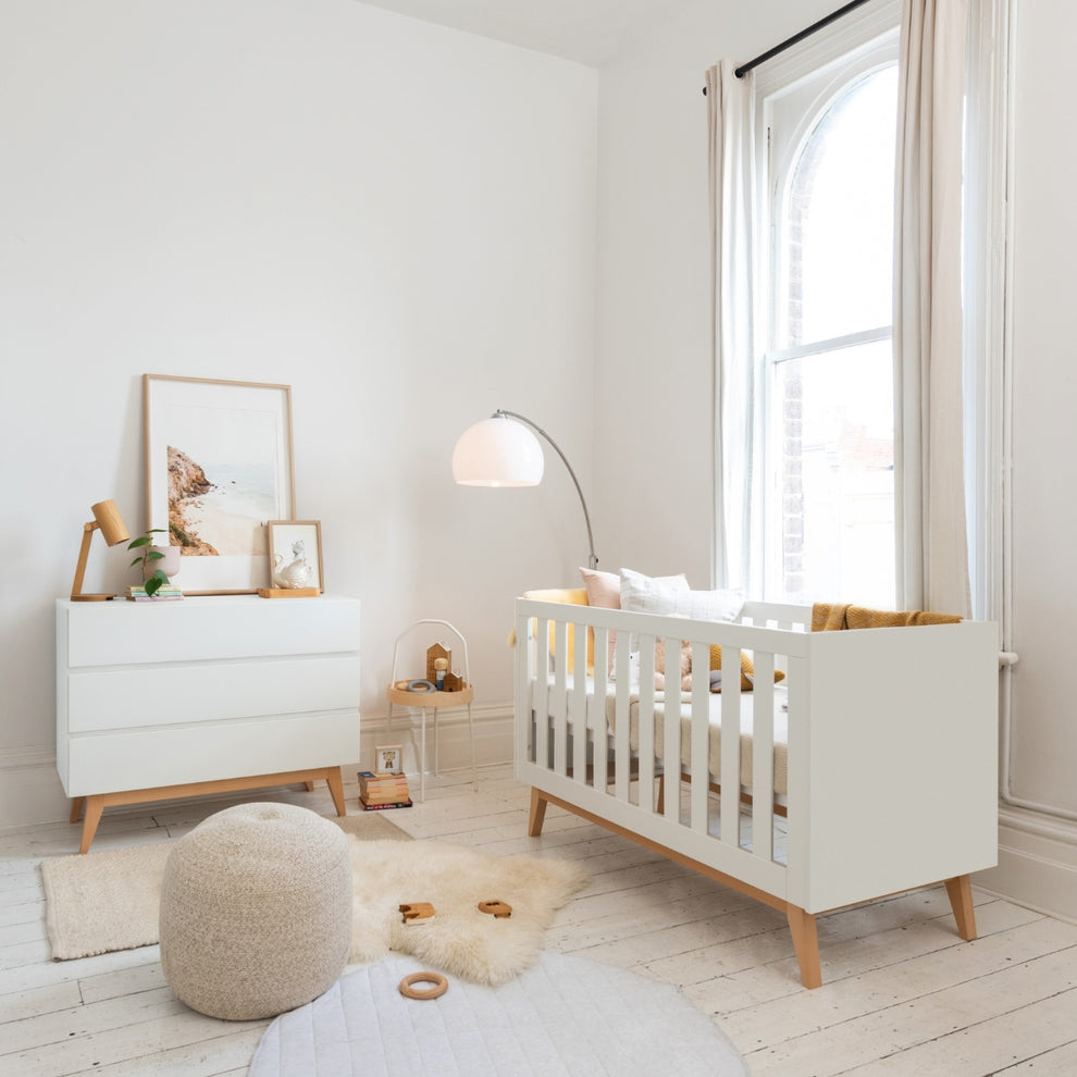 Babyrest Tommi Cot & Chest Nursery Package - White-1
