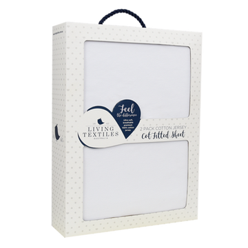 Living Textiles Jersey Cot 2pk Fitted Sheet - White