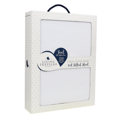 Living Textiles Jersey Cot 2pk Fitted Sheet - White-2