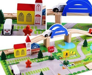 40pc Wooden Rail Overpass Set-2