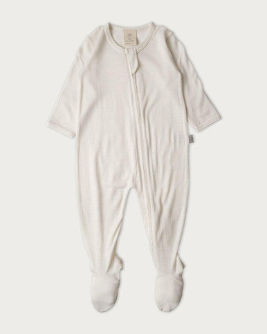 Buy Babu Merino All In One Footed Onesie - Cream Online - Babies Nz