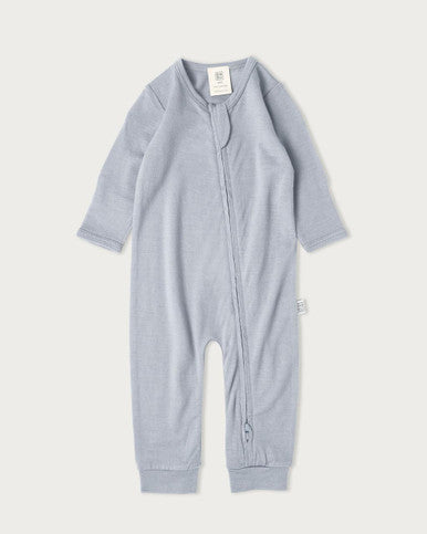 Buy Babu Merino All In One Footless Onesie - Periwinkle/Lavender Online - Babies Nz