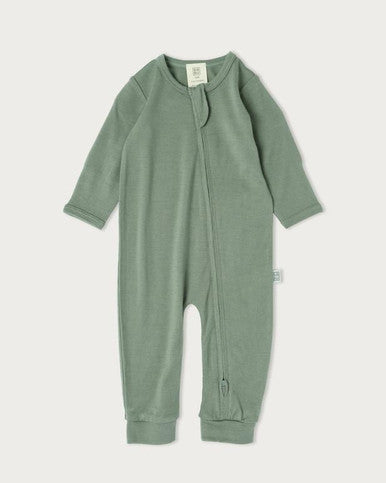 Buy Babu Merino All In One Footless Onesie - Sage Online - Babies Nz