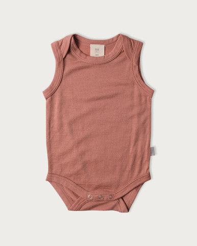 Buy Babu Merino Singlet Bodysuit - Rose Online - Babies Nz