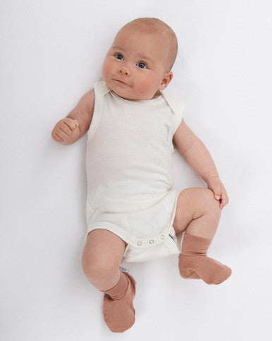 Buy Babu Merino Singlet Bodysuit - Rose Online - Babies Nz