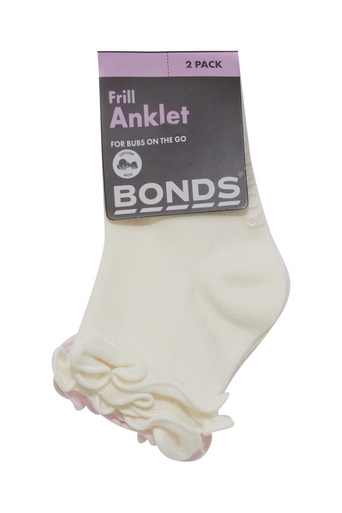 Bonds Frill Anklet Sock 2 Pack-2