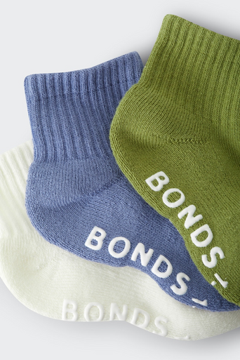Bonds Baby Logo Cushioned Solid Colours Quarter Crew 3 Pack-4