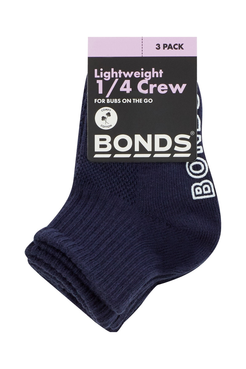 Bonds Light Quarter Crew Socks 3 Pack-2