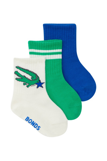 Bonds Pattern Rib Crew Sock 3 Pack-2