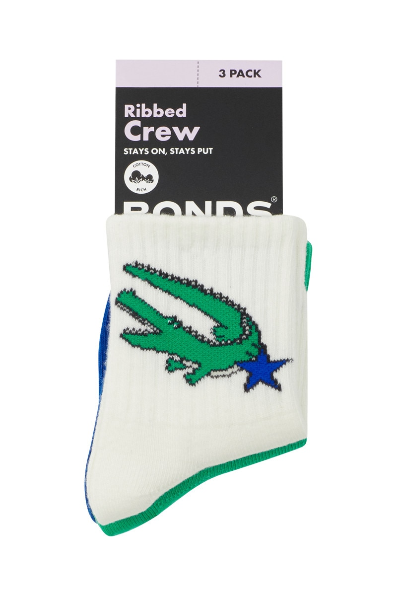 Bonds Pattern Rib Crew Sock 3 Pack-9