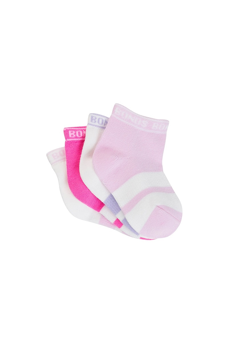 Bonds Sportlet Sock 4 Pack - White / Pink-1
