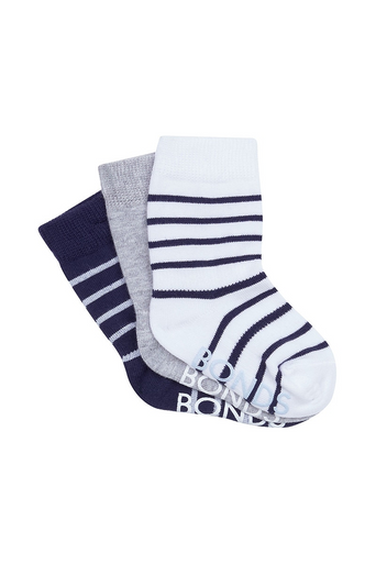 Bonds Stay On Crew Socks 3 Pack - Black Sea-2