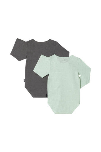 Buy Bonds Wondercool Eyelet Longsleeve Bodysuit 2pk - Mint & Charcoal Online - Babies Nz