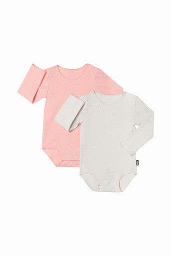 Buy Bonds Wondercool Eyelet Longsleeve Bodysuit 2pk - Pink & Cream Online - Babies Nz
