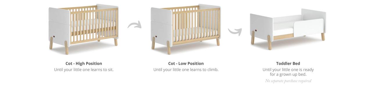 Boori Natty Cot Bed - White & Almond-5