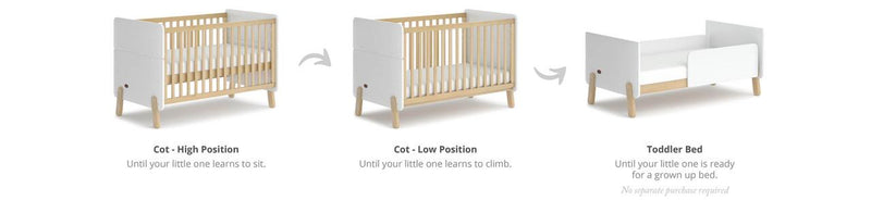 Boori Natty Cot Bed - White & Almond-5