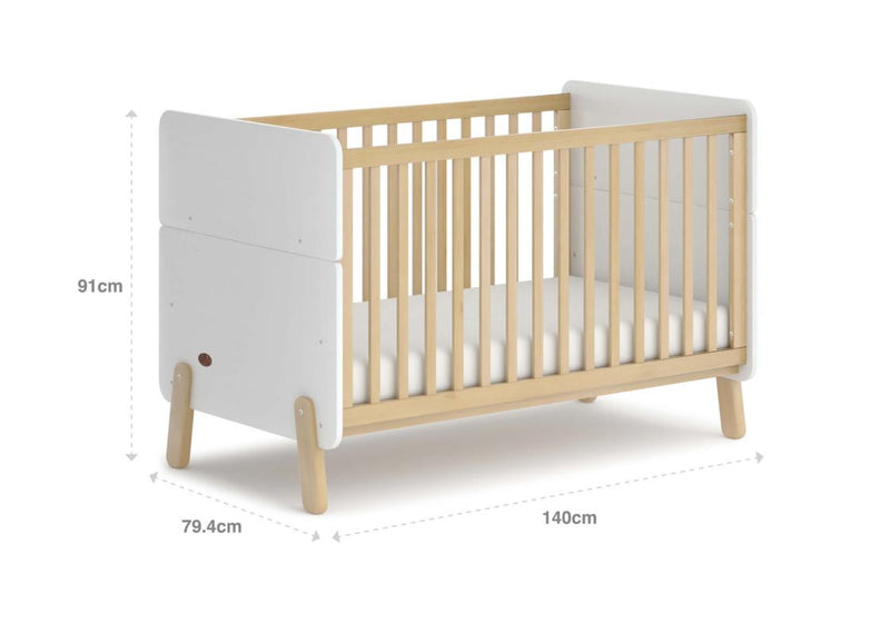 Boori Natty Cot Bed - White & Almond-3