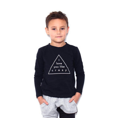 TINY TRIBE Love You Like Crazy Black Tee-1