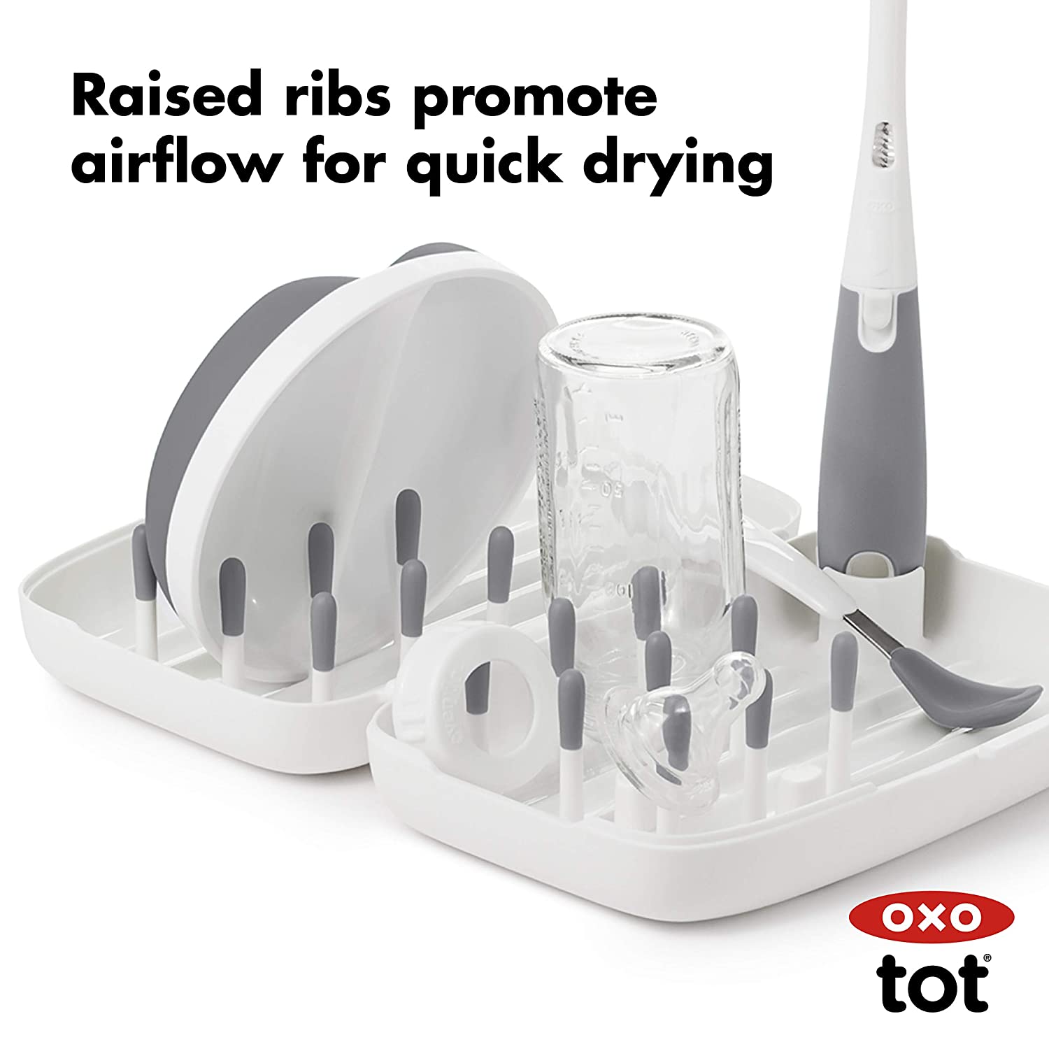 OXO Tot Travel Size Drying Rack with Bottle Brush-10