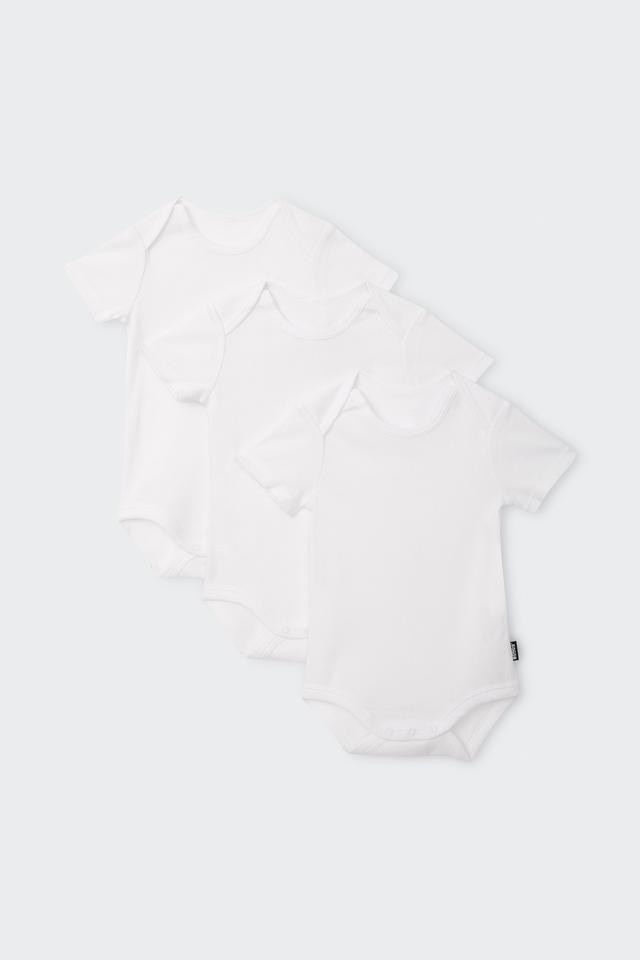 Bonds Essentials Rib Shortsleeve Bodysuit 3 Pack - White-1