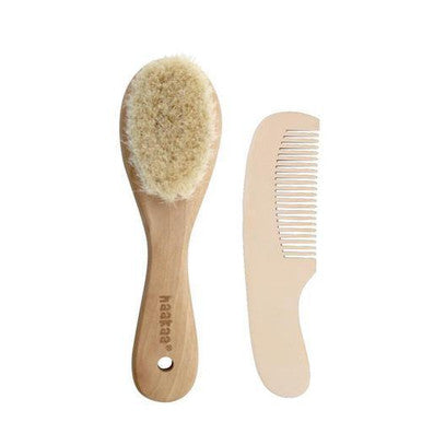 Buy Haakaa Goat Wool Baby Hair Brush & Comb Set Online - Babies Nz