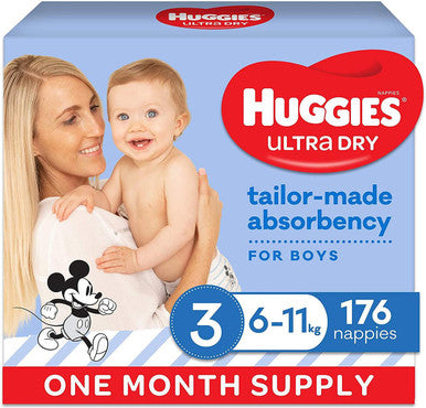 Buy Huggies Ultra Dry Size 3 Boy - 176 Nappies Online - Babies Nz
