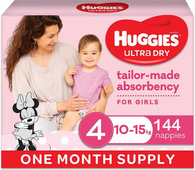 Buy Huggies Ultra Dry Size 4 Girl- 144 Nappies Online - Babies Nz