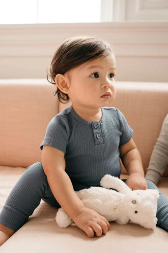 Buy Jamie Kay Organic Cotton Modal Darcy Rib Tee Bodysuit - Stormy Night Online - Babies Nz