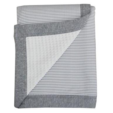 Buy Living Textiles Cot Waffle Blanket - Grey Stripe Online - Babies Nz