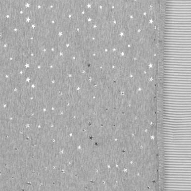 Living Textiles Jersey Cot Comforter - Silver Stars/Grey Stripe-2