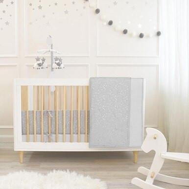 Living Textiles Jersey Cot Comforter - Silver Stars/Grey Stripe-3