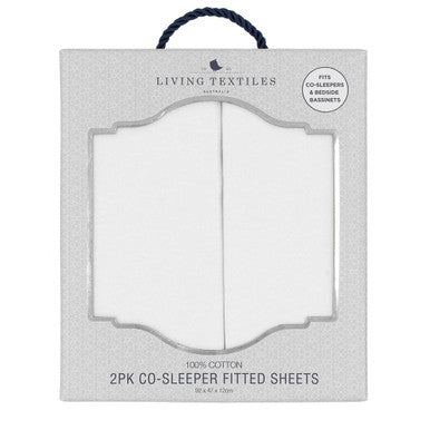 Buy Living Textiles Jersey Cradle/Co-Sleeper Fitted Sheets - White (2pk) Online - Babies Nz