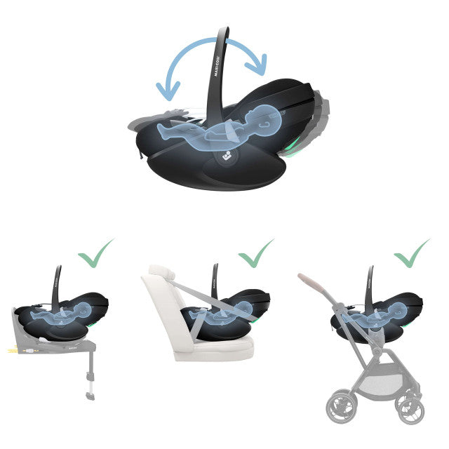 Maxi Cosi Eva³ Compact Stroller & Pebble 360 Pro² + Familyfix 360 Pro Base Bundle-8