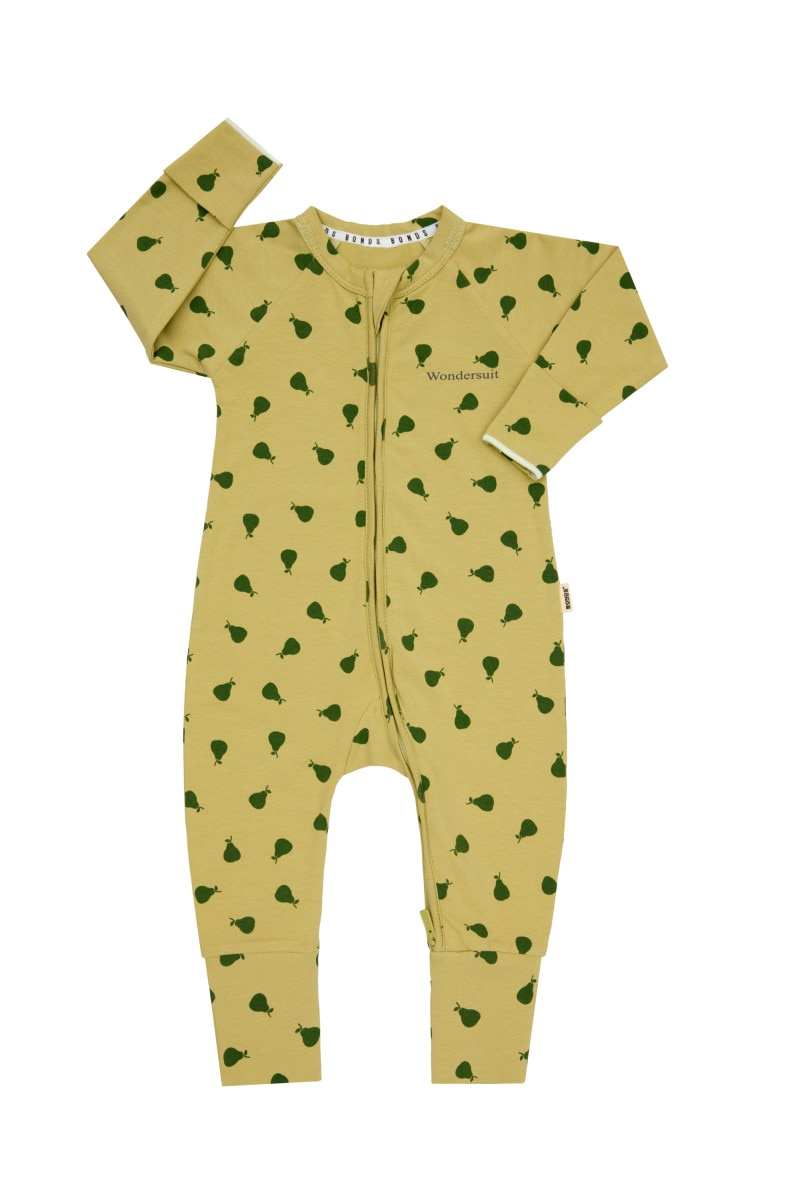 Bonds Newbies Organic Cotton Zippy - Dancing Pears-1