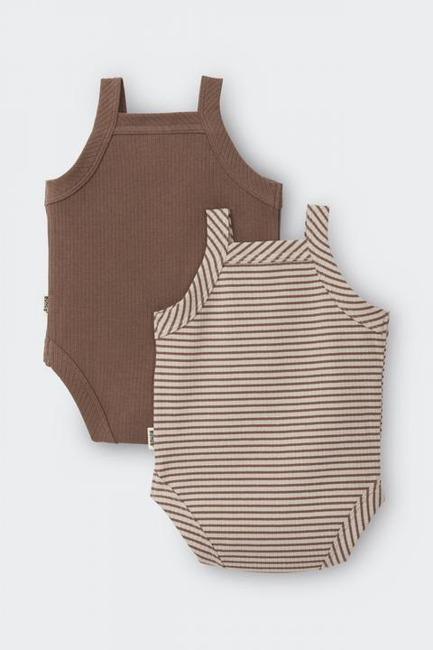 Bonds Newbies Rib Singlet Suit 2pk - Sand By Me / Mocha Dust-2