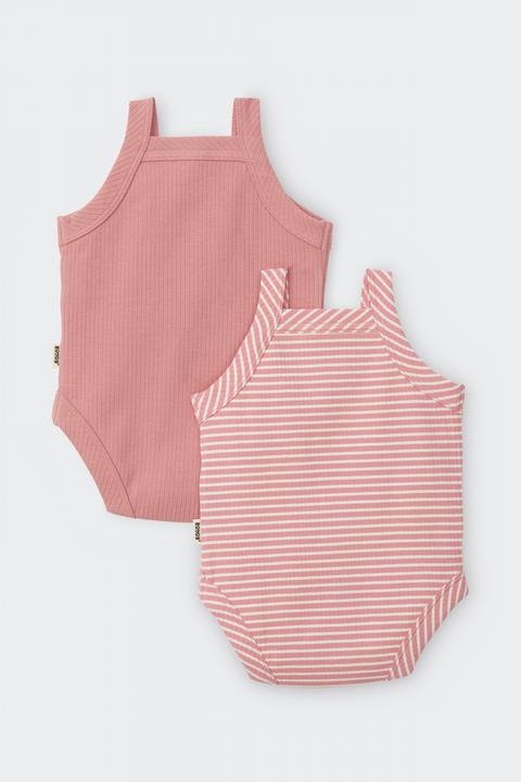 Bonds Newbies Rib Singlet Suit 2pk - Watermelon Sorbet / Marscapone-1