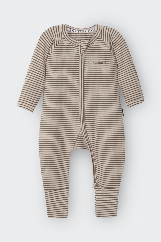 Bonds Newbies Wide Needle Rib Zippy - Latte / Chocolate-1