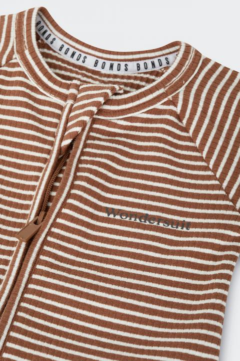 Bonds Newbies Wide Needle Rib Zippy - Rib Chocolate-2