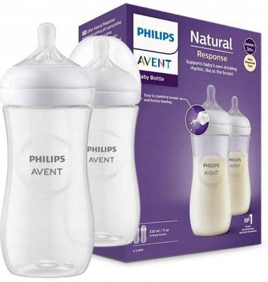 Buy Philips Avent Natural Response Feeding Bottle 330ml 2pk Online - Babies Nz