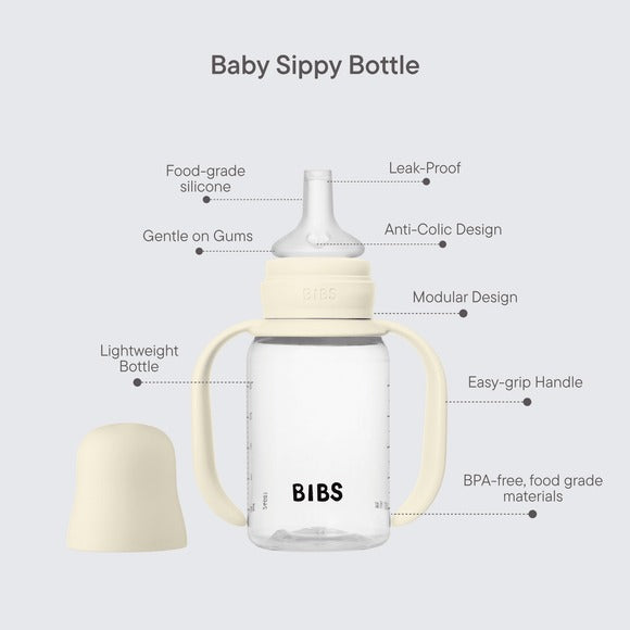 BIBS Silicone Sippy Bottle 150 ml - Ivory-2