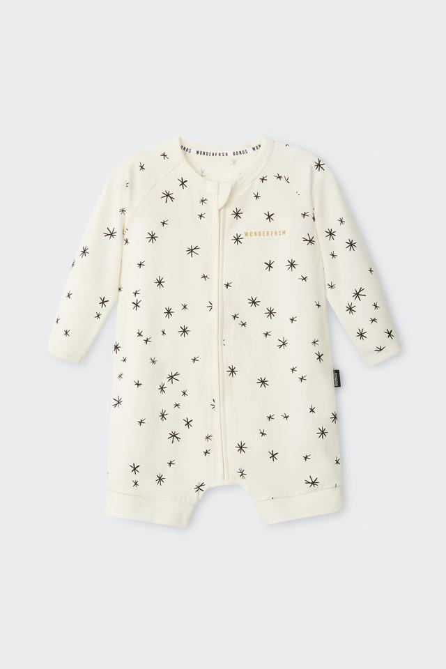 Bonds Wonderfrsh Long Sleeve Romper - Crayon Star Marscapone-1