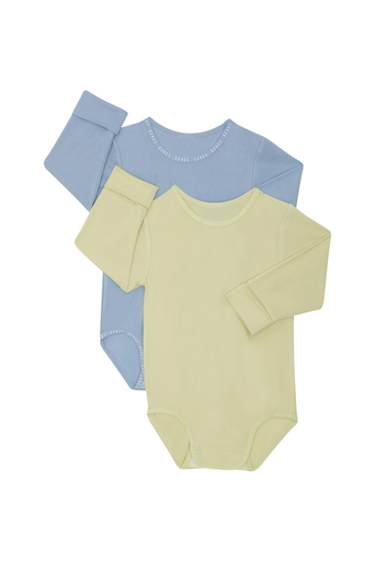 Bonds Wondergrow Long Sleeve Bodysuit 2pk - Maybe Matcha/Solstice-1